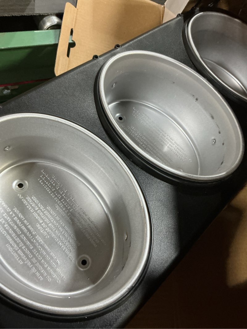 Condition photo showing As Is for HomeCraft Nostalgia Stainless Steel 3-Station 1.5-Quart Oval Slow Cooker Buffet, With Lid & Spoon Rest, Adjustable Heat Control, Perfect for Parties, Holidays, Families