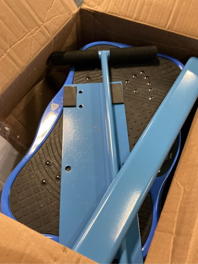 Condition photo showing As Is for lifepro trimlite vibration plate exercise machine with handlebars – whole body vibrating plate for weight loss, lymphatic drainage & home fitness – 99 speed levels, resistance bands, bluetooth - blue