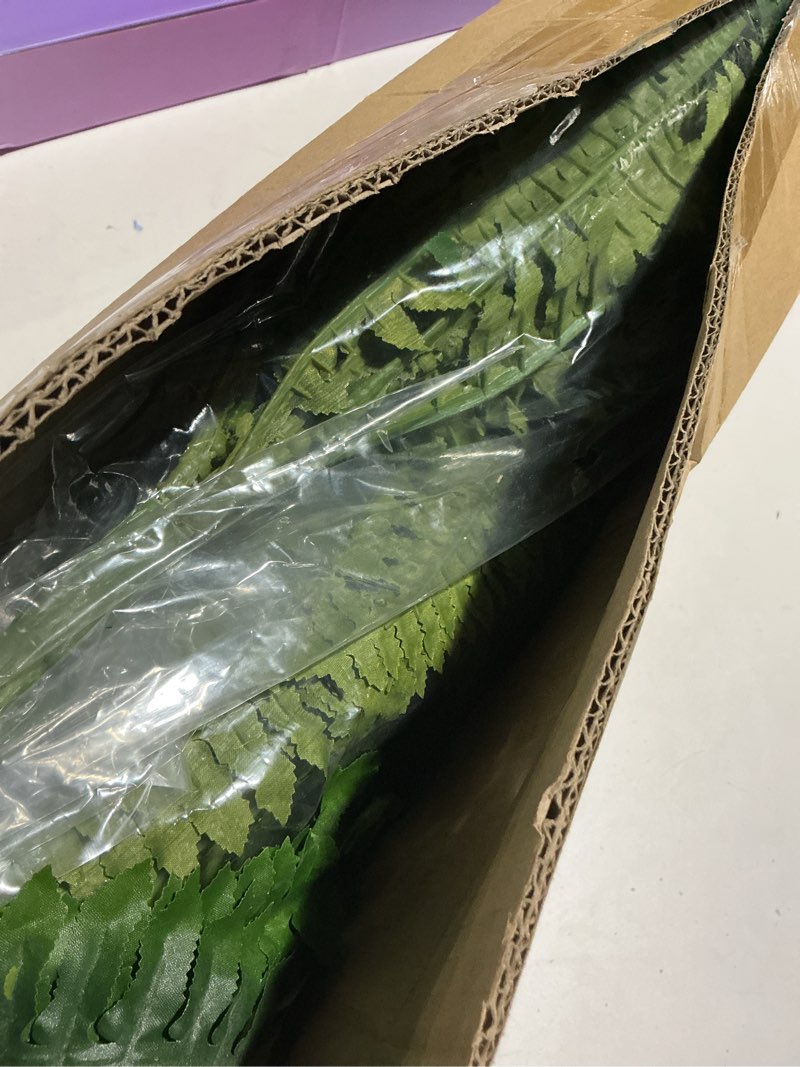 Condition photo showing Good Condition for cqure 45" fake ferns artificial plants large,set of 2 artificial boston ferns faux hanging fake plants for outdoors planter home garden decor,60 branches 45'' 60 leaves-2pcs