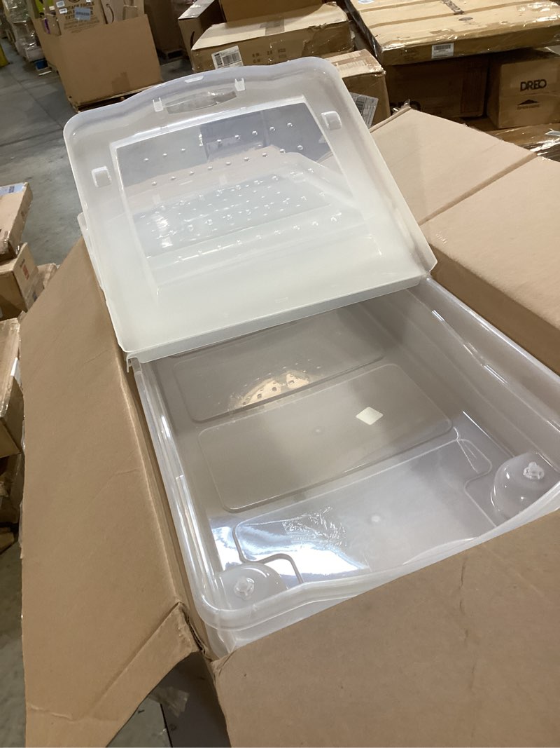 Condition photo showing Good Condition for rubbermaid 68 quart under the bed low profile storage boxes with dual hinged lids and easy rolling caster wheels, clear, 2 pack under the bed - 2 pack