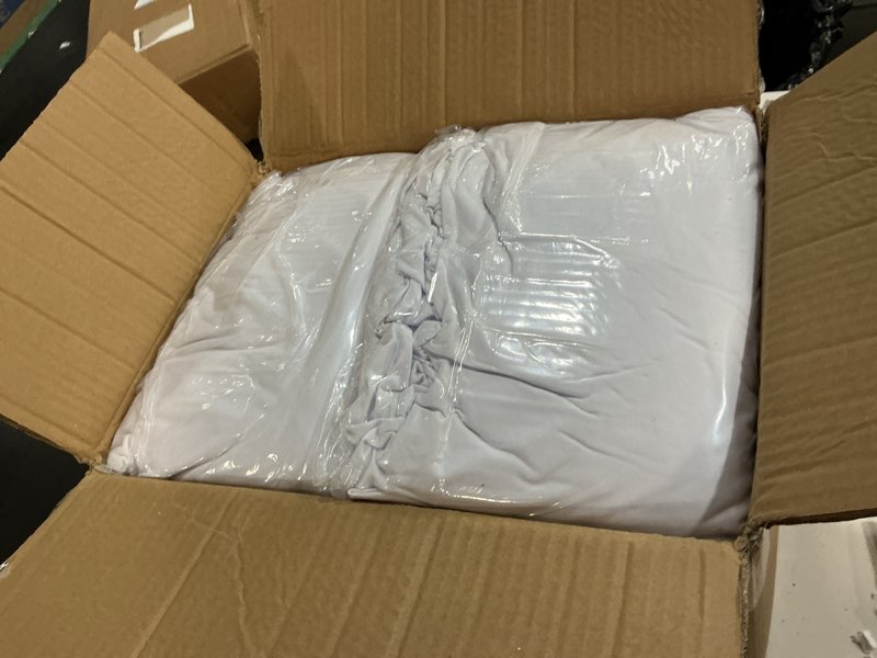 Condition photo showing New/Like New for 10 pack white round spandex tablecloths for 60in tables, 120inch stretchy fitted 5ft round table clothes,wrinkle free table cover with skirt for wedding party dining banquet white 120 inch round - 10 pcs