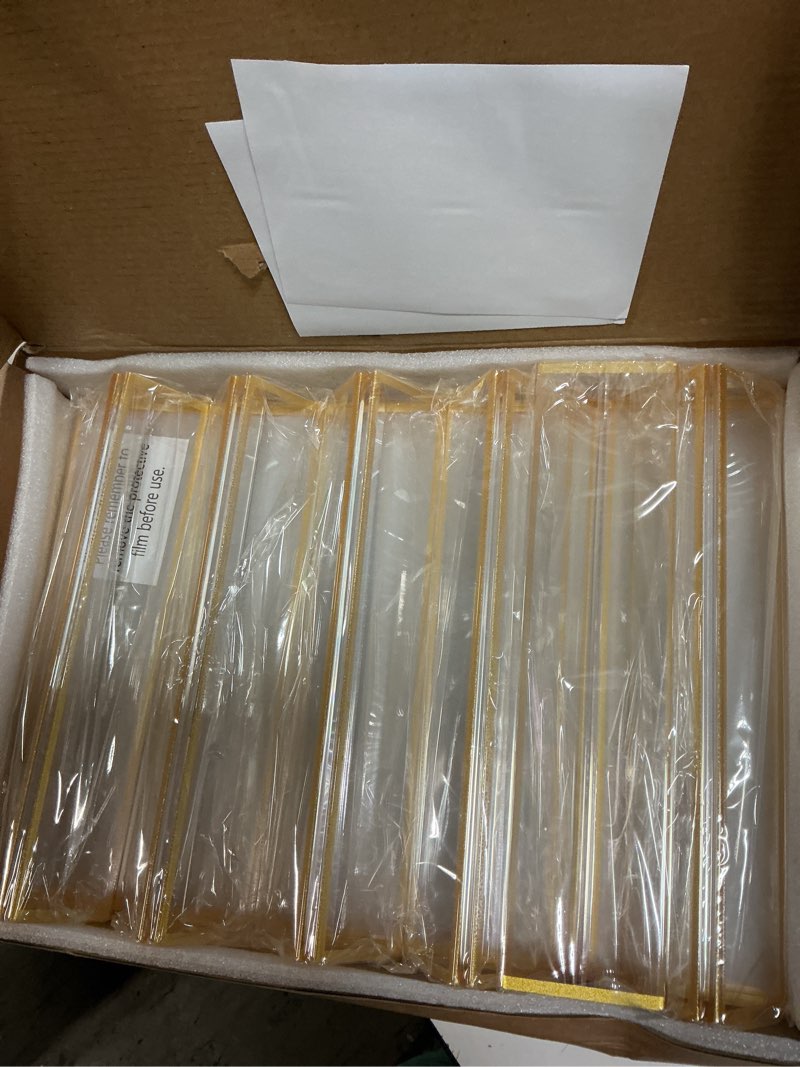 Condition photo showing New/Like New for acrylic sign holder 8.5x11 gold picture frame double sided acrylic frame plastic sign holder display stand for wedding table numbers menu holder (6 pack) gold 8.5x11-6 pack