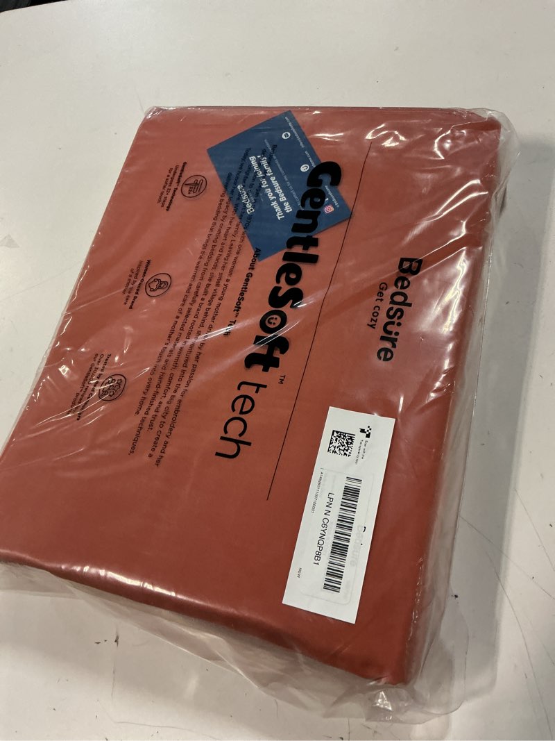 Condition photo showing New/Like New for bedsure queen sheet set, rayon derived from bamboo, cooling sheets, breathable & soft, deep pocket up to 16 inches, hotel luxury silky bedding for hot sleepers, burnt orange 19 - burnt orange queen