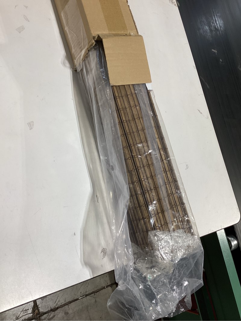 Condition photo showing Good Condition for lazblinds cordless bamboo roman shades, privacy blinds for interior windows, room darkening roll up bamboo blinds for home & patio, 35.5" w x 64" h, highfield teak pricacy - highfield teak 35 1/2" w x 64" h