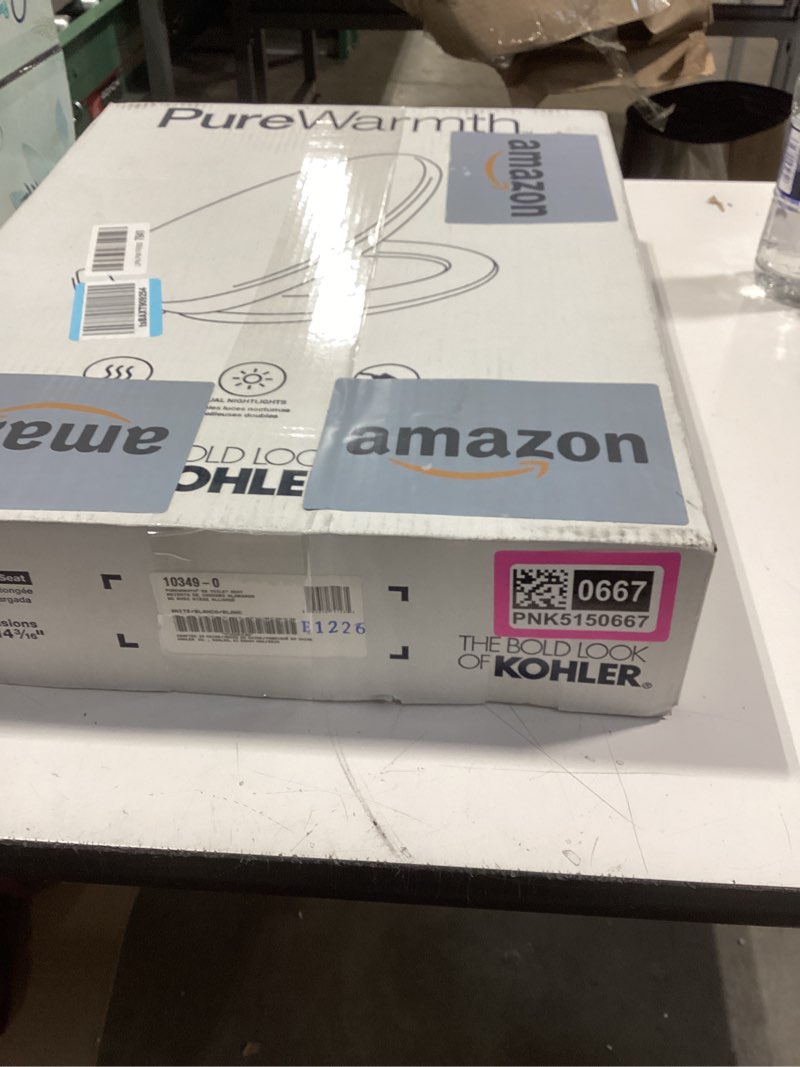 Condition photo showing New/Like New for kohler 10349-0 purewarmth heated elongated toilet seat, soft close toilet seat, quiet-close, slow close, night light, white elongated white