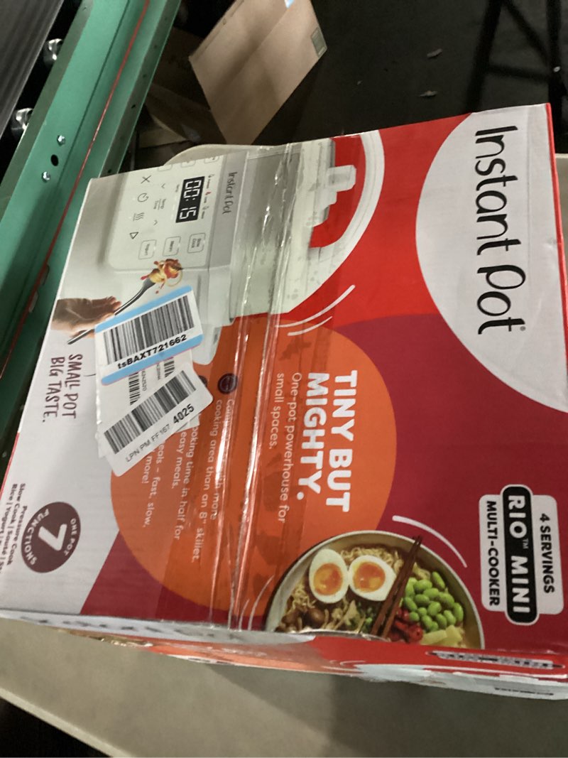 Condition photo showing New/Like New for Instant Pot 4QT RIO Mini 7-in-1 Multi-Cooker, Pressure Cooker, Slow cook, Sauté, Steam, Rice Maker, Yogurt, & Warmer, Sea Salt, 4 Quarts Sea Salt 4 Quarts