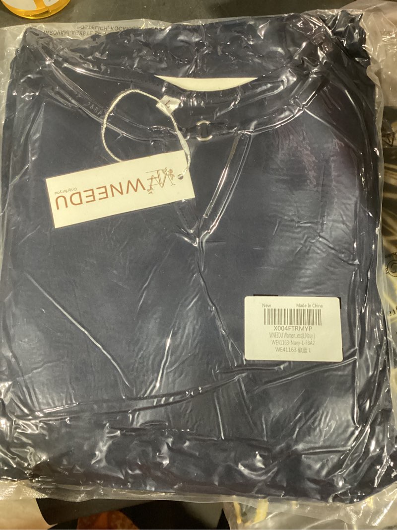 Condition photo showing New/Like New for WNEEDU Summer Dresses for Women 2025 Ruffle Sleeve Casual Sundress Swing Elastic Waist Dress with Pockets Large 01 Navy