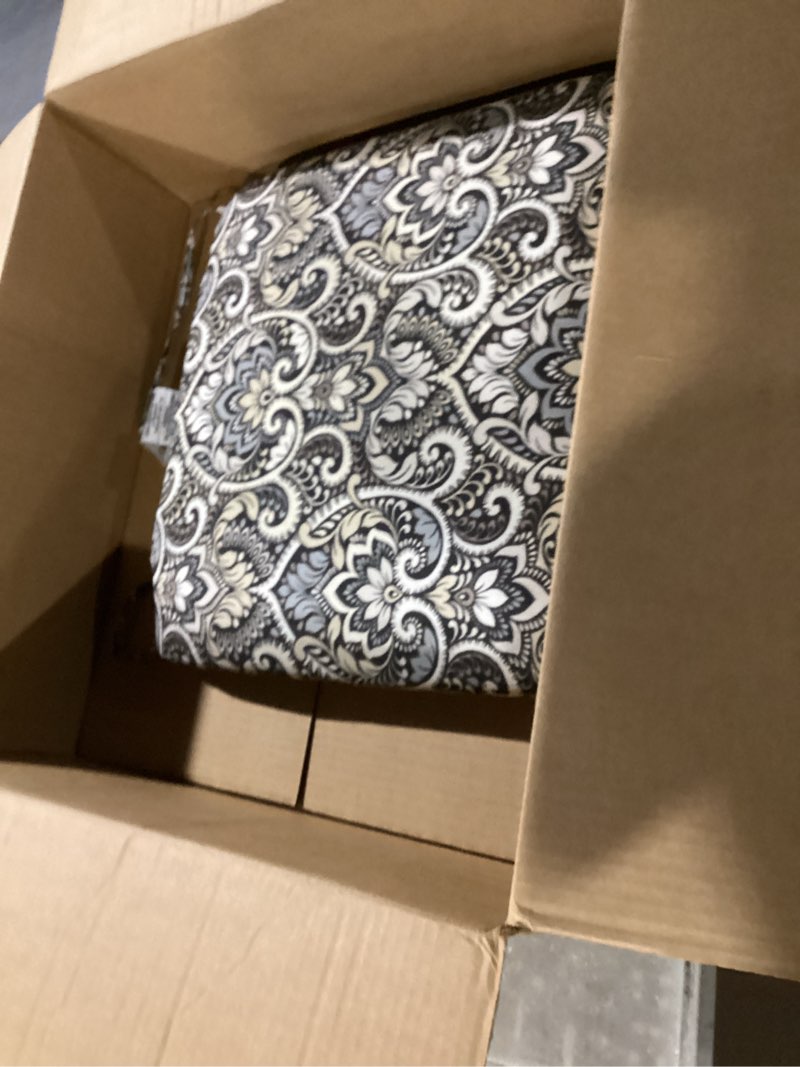 Condition photo showing As Is for similar  to photo arden foam outdoor dining seat cushion kit, 19 x 19, made with profoam, rain-proof, fade resistant, sapphire morrison floral 19 x 19 foam seat cushion sapphire morrison floral