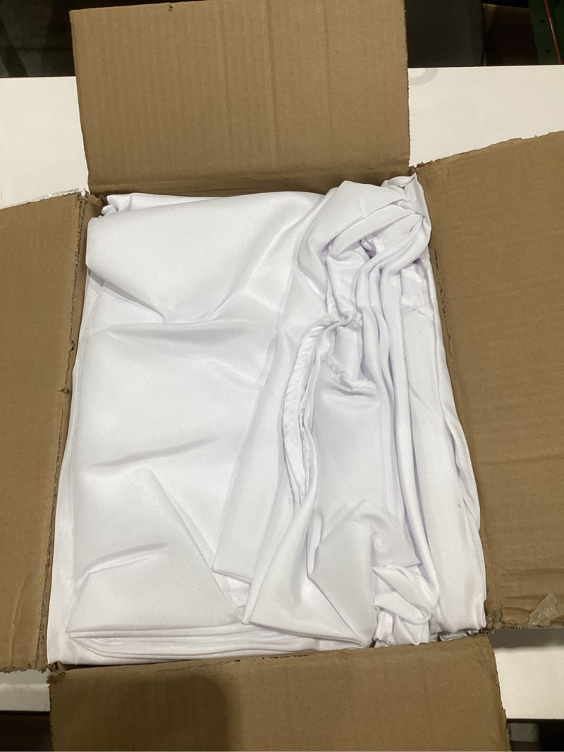 Condition photo showing As Is for sancua 90 inch round tablecloth white, 8 pack - circle polyester fabric table cloth for wedding party reception banquet birthday, washable formal table cover (fit 30-72 inch tables) white 8 pack 90 inch, round
