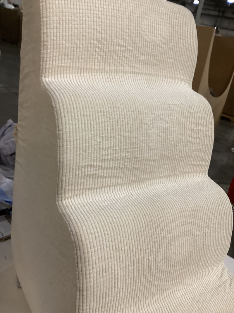 Condition photo showing Good Condition for Dogs Steps for Bed, Dog Stairs for Small Dogs, 4-Step Dog Ramp for Bed, Couch, Sofa, and Chairs, Non-Slip Bottom Design, Cat Scratching, High Density Foam Portable Pet Step, Indoor, Beige Beige 4 4-Step 19.7"H