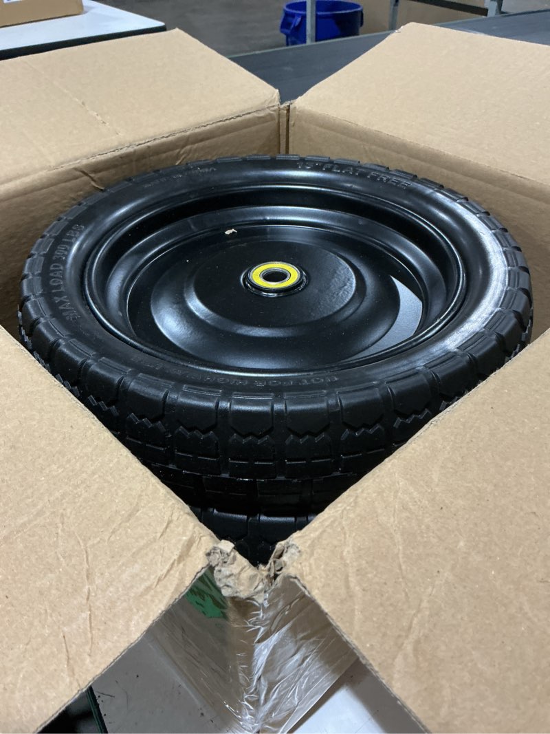 Condition photo showing Good Condition for 13 inch solid rubber tires, 4.00-6 tire flat free with 5/8" bearings, 2.17" offset hub for for gor garden carts, garden wagon carts, trolleys, hand trucks and utility cart(2 pack) 13 inch - 2 pack