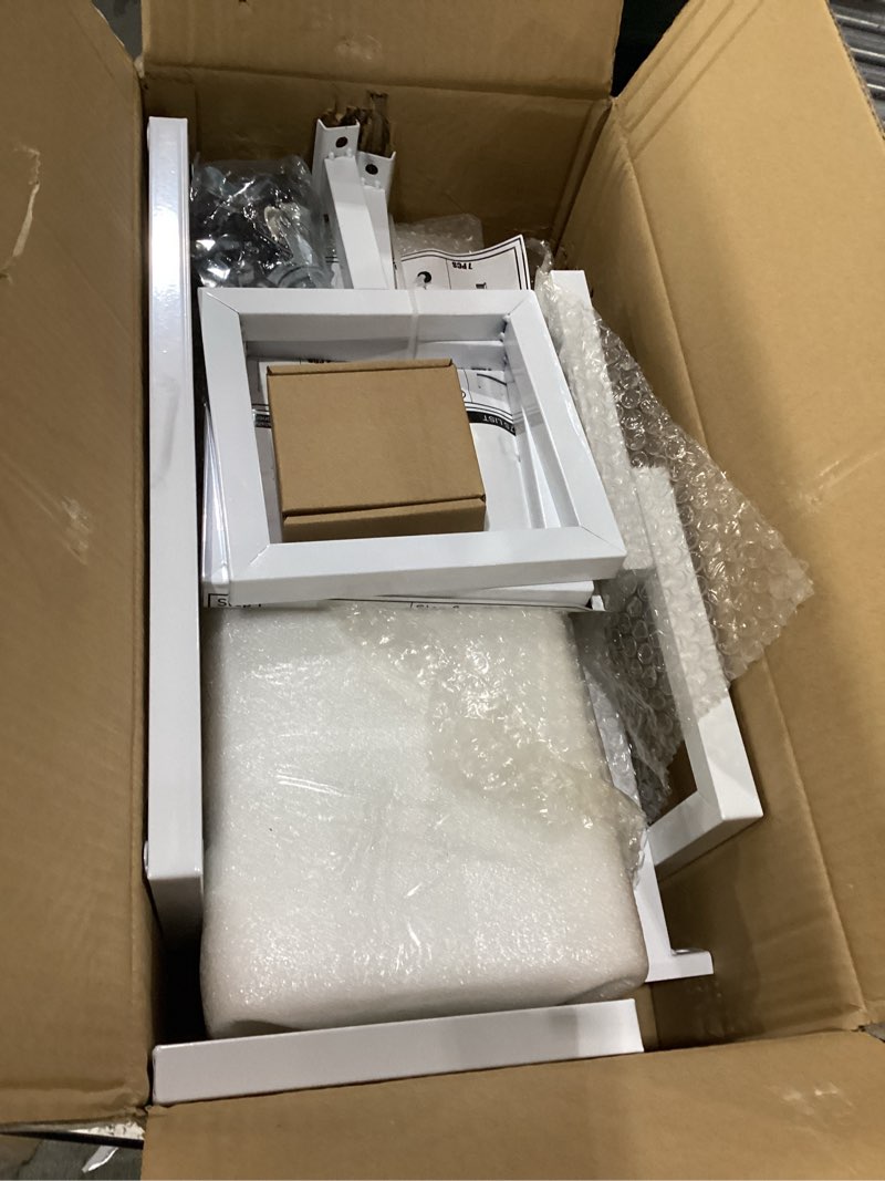 Condition photo showing Good Condition for asee'm flower display stand with 5 square buckets multi-tiered metal white flower cart stand with wheels moving plant stand bar shelf flower holder for indoor outdoor patio garden florist wedding