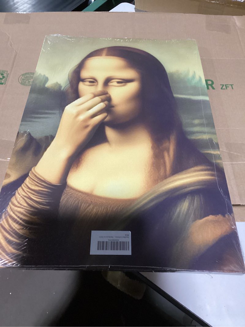 Funny Mona Lisa Bathroom Canvas Wall Art Pinching Nose Wall Decor Mona Lisa Classical Painting Pictu