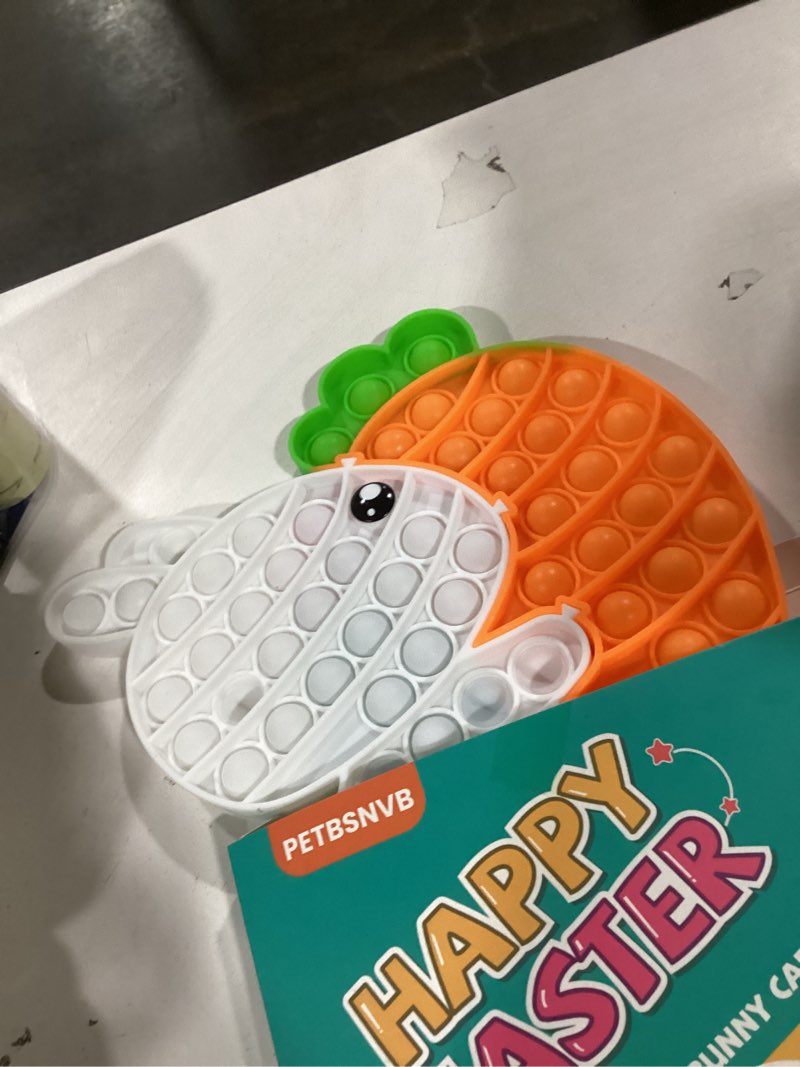 Condition photo showing Good Condition for easter bunny poppers, bunny carrot pop bubble fidget sensory toy, puzzle popper, easter gifts for kids,toddler, easter basket for toddlers girl, easter toys, stocking easter basket stuffers (white) white bunny carrot