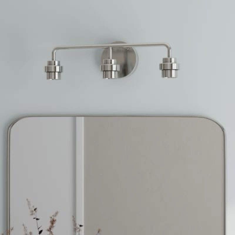 100+ bought last week style selections mix and match 18.5-in 3 light brushed nickel transitional bathroom vanity light fitter item #5989671 | model #vb27-3bnk