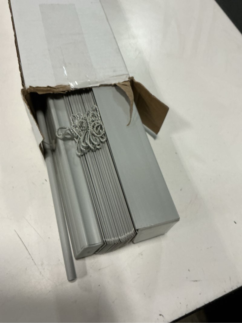 Condition photo showing Good Condition for project source premium 2-in slat width 34-in x 64-in cordless gray vinyl room darkening horizontal blinds
