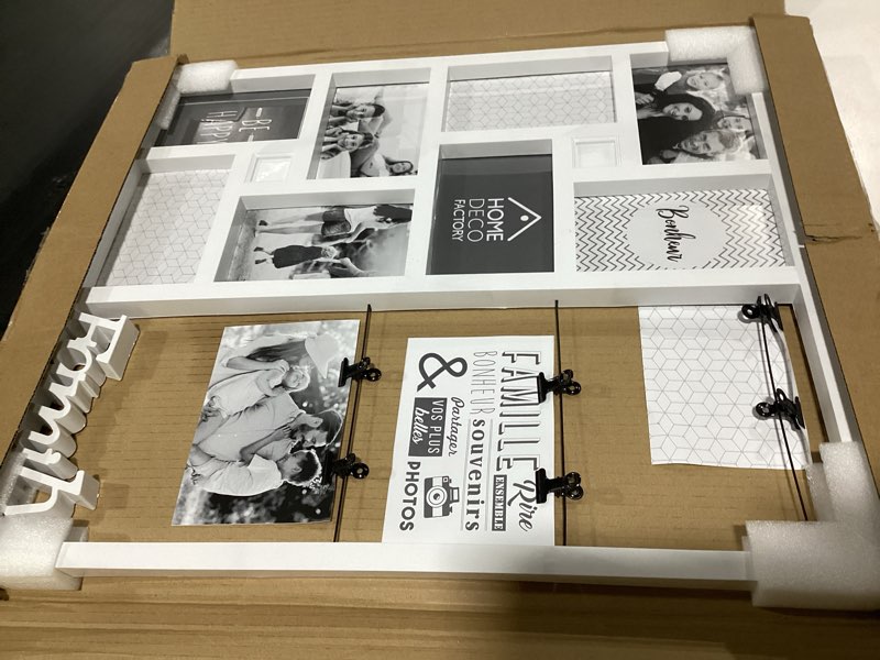 Condition photo showing New/Like New for Jerry & Maggie Family Photo Frame, 11 Pictures Frame Multi Selfie Gallery Collage, Family Picture Frames Collage Wall Decor, No Assembly Needed, Assorted Frames for Gallery Wall (White)