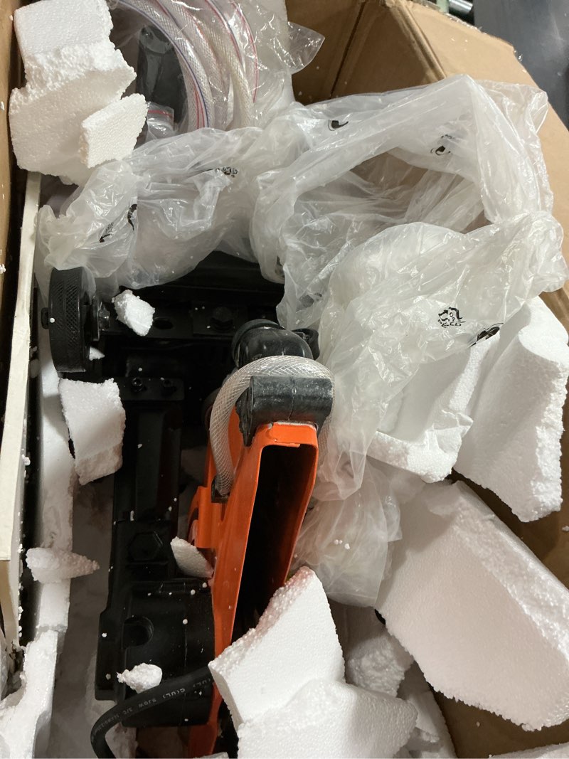 Condition photo showing As Is for vevor electric concrete saw, 14 in, 2600 w motor circular saw cutter with max. 6 in adjustable cutting depth, wet disk cutter includes water line, pump and blade, for stone, brick 14 inch saw