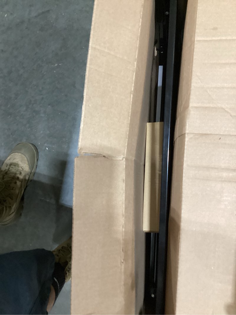 Condition photo showing As Is for regalo safety 29-38.5" baby gate for doorways & bottom of stairs, pressure mounted baby gate with door for babies, toddlers & pets, tested & safe for 30 years, american designed, american owned, black black 29-38.5"w x 30"h
