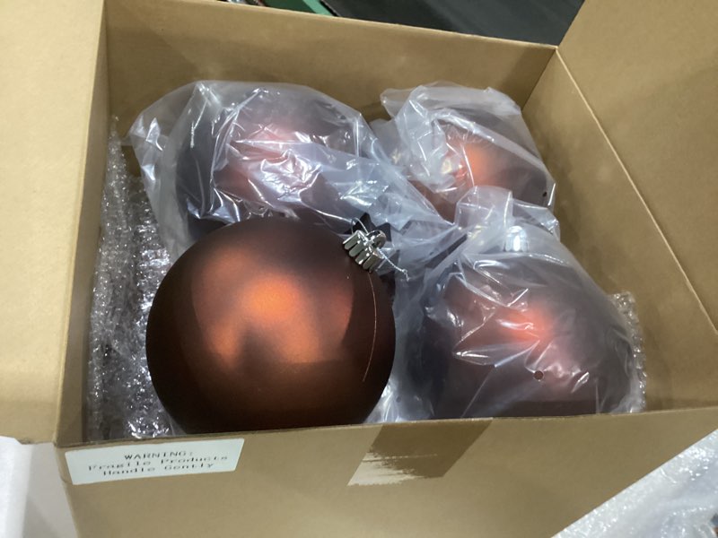 Condition photo showing New/Like New for Poen 12 Pcs 6 Inch Extra Large Christmas Ball Ornaments Giant Jumbo Christmas Tree Ball Decoration Shatterproof Huge Big Xmas Hanging Ornaments for Indoor Outdoor Holiday Party Decor(Brown)