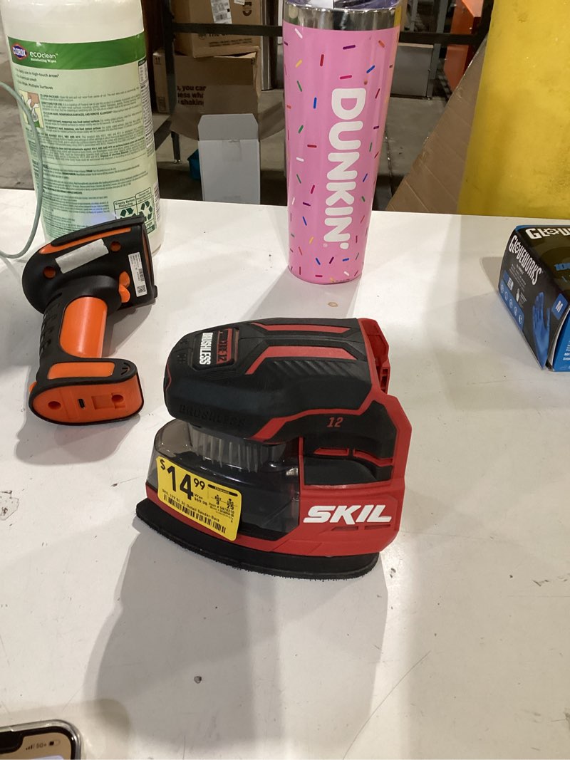 Condition photo showing As Is for SKIL Corded Multi-Function Detail Sander with Micro-Filter Dust Box 3 Additional Attachments & 12pc Sanding Sheet- SR232301 One Size Multi-Function Detail Sander