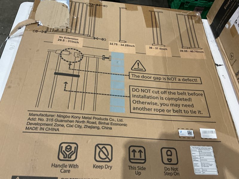 Condition photo showing As Is for innotruth 29.5–40.75" baby gate for stairs, 30" tall dog gates for doorways & hallways, safety gate for kids & pets, pressure-mounted walk-through with dual lock & 2-way swing, black black 29.5-40.75" w x 30" h