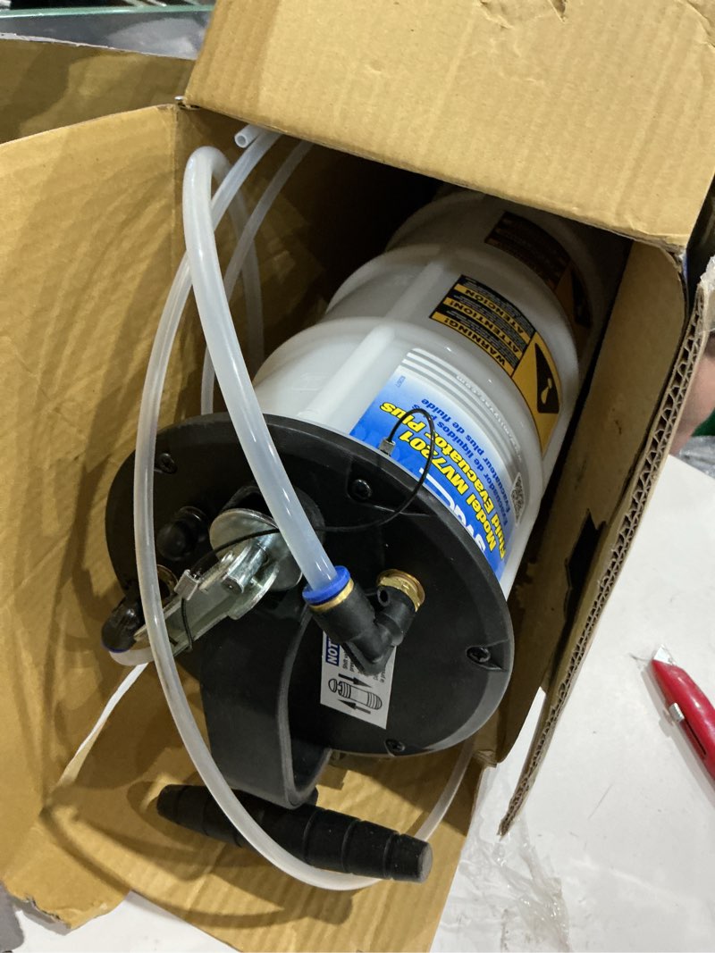 Condition photo showing As Is for mityvac 7201 2.3 gallon fluid evacuator extractor and dispensing pump, push button, manual operation, chemical-resistant polyethylene, automatic overflow prevention, quick-drain spout, large base white evacuator/dispenser