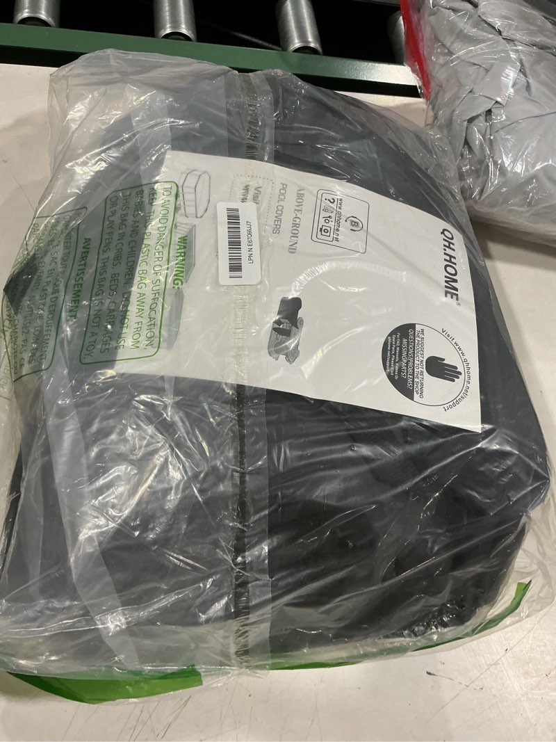 Condition photo showing As Is for qh.home 10x16ft oval pool cover,super windproof ratchet straps (1,500lb break strength)-effective installation/removal,pool cover for above ground pools,snug fit,blocks leaves, sun & water 10x16ft(oval)