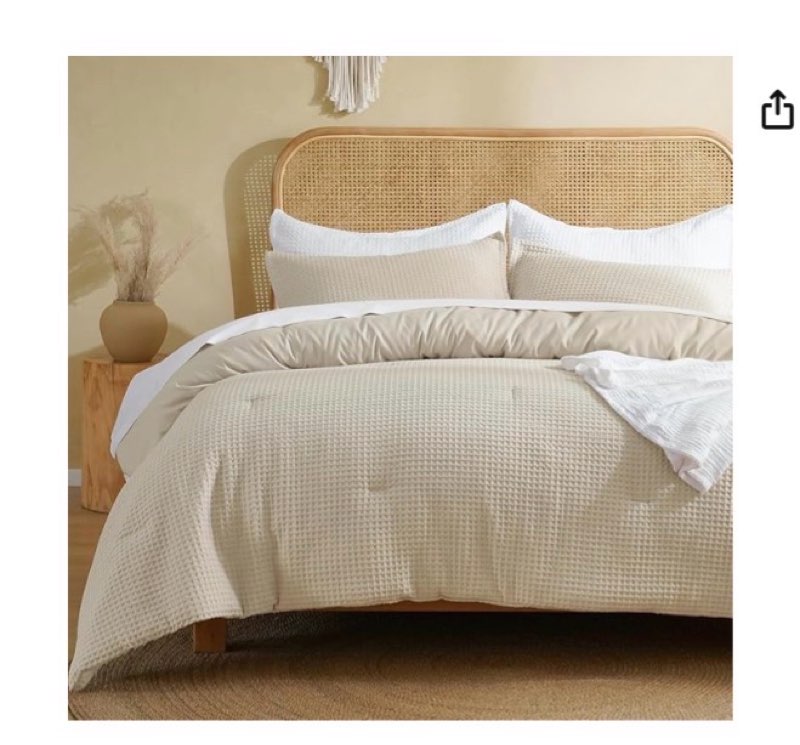 David's Home Waffle Weave Comforter Set 3PCS Queen Size, Soft Breathable Lightweight Cozy Skin-Friendly Warm for All Season, Elegant Aesthetic Home Decor Bedding Set with Pillow Shams, Linen