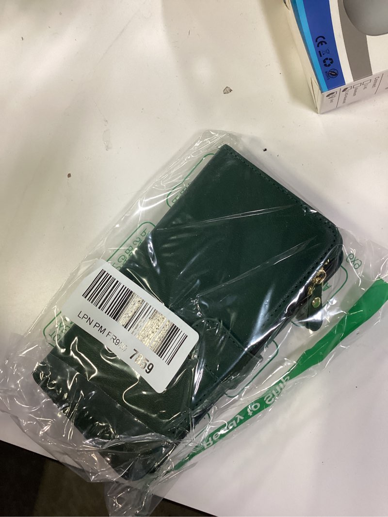Condition photo showing New/Like New for iCoverCase for Samsung Galaxy A14 5G Wallet Case with Card Holder for Women (Missing Crossbody Lanyard Strap) Kickstand PU Leather Case with Zipper Pocket Credit Card Slots Cover (Green) Galaxy A14 5G Green