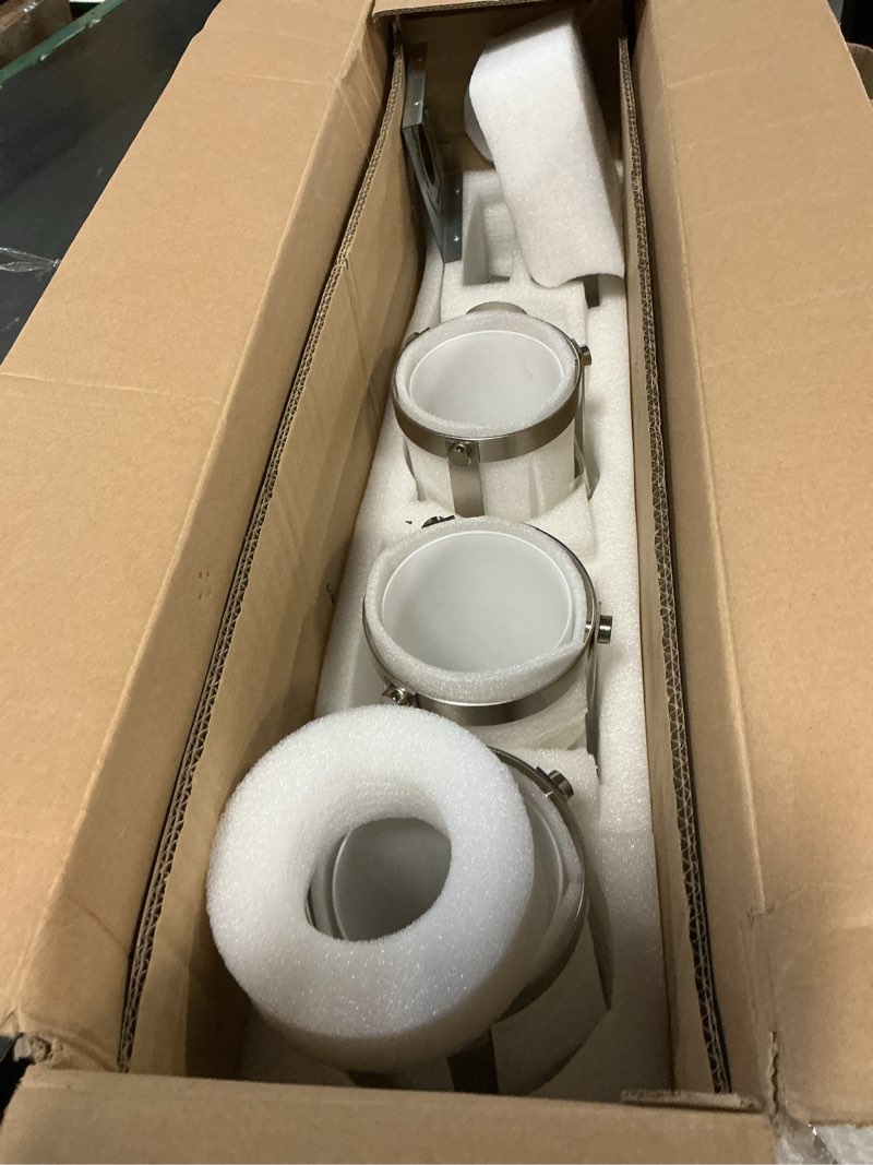 Condition photo showing As Is for fadimikoo 3-lights kitchen light fixtures ceiling mount, brushed nickel adjustable semi flush mount ceiling light with clear glass, multi-directional track spotlights for kitchen hallway bathroom brushed nickel 3-lights