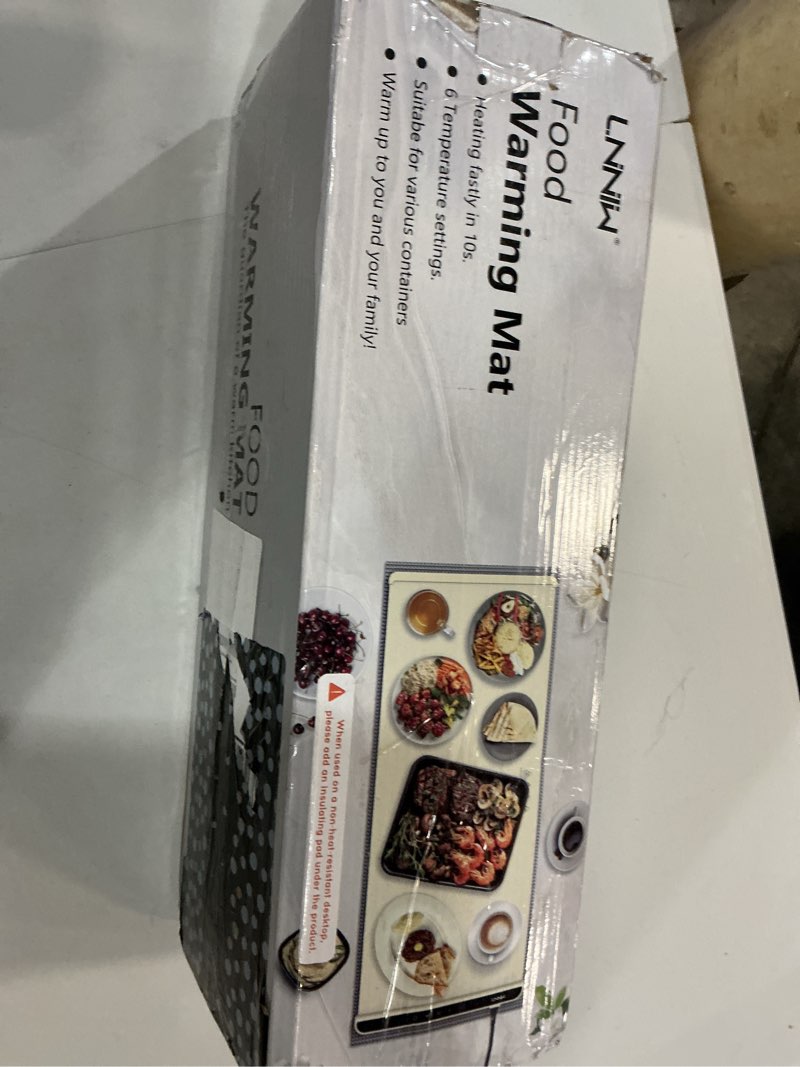Condition photo showing New/Like New for warming mat for food extra large- 36"x16" electric warming trays for buffets party, food warmers for thanksgiving, christmas house warming gift, portable heating mat with 9 temp settings & 6h timer 2xl large: 35“x16" gray