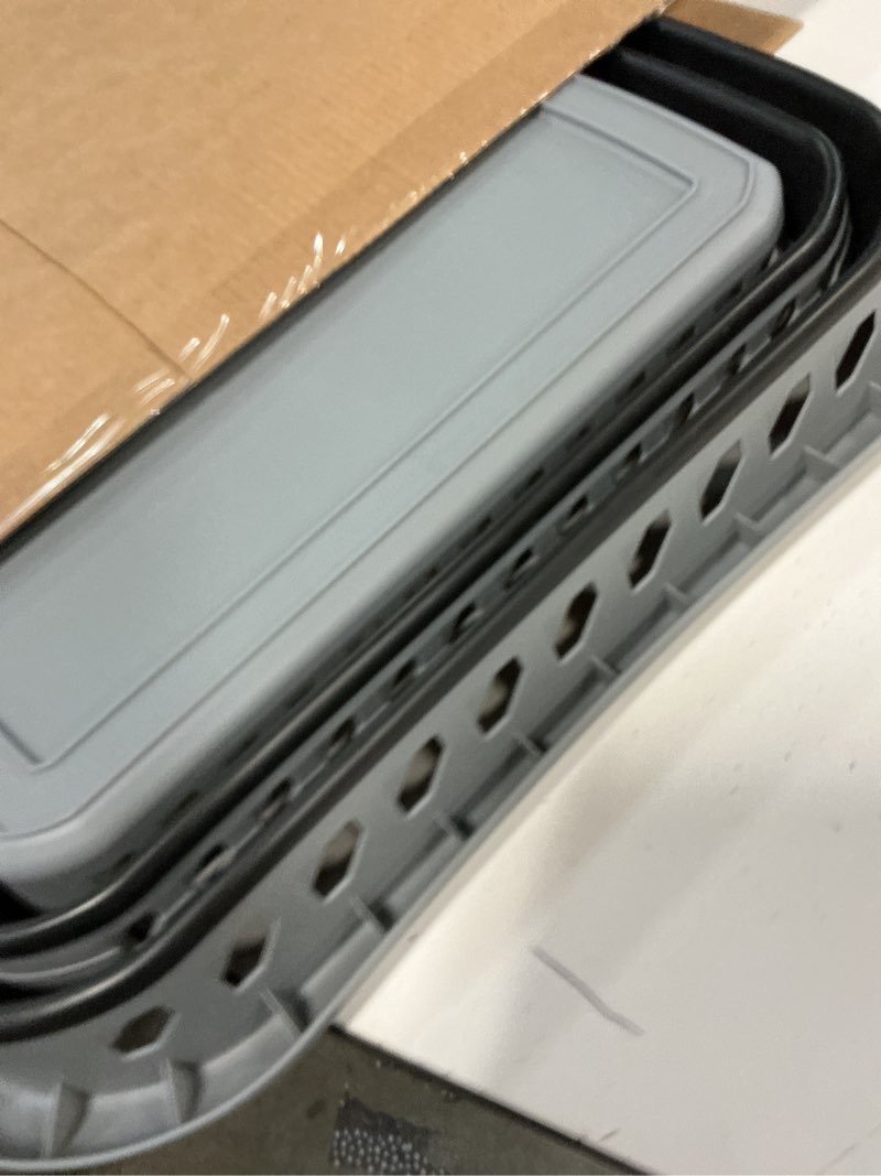 Condition photo showing New/Like New for collapsible laundry basket | portable | space saver storage | hold 2 loads | store under the bed or closet | good for kids | dorm | bedroom | large | grey/black 1 pack grey