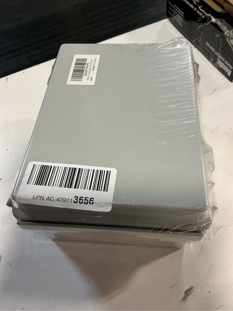 Condition photo showing New/Like New for gratury junction box, ip67 waterproof plastic enclosure for electrical project, hinged grey cover, includes mounting plate and wall bracket