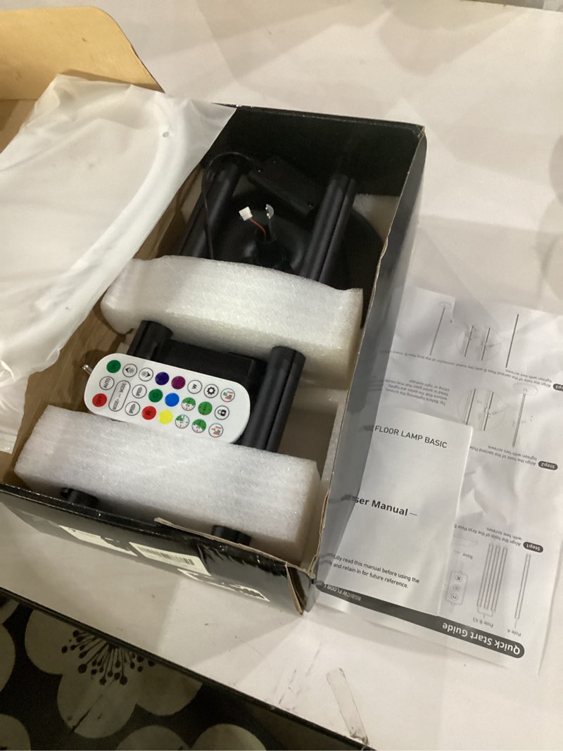 Condition photo showing Good Condition for corner floor lamp, smart rgb led corner lamp with app & remote, modern floor lamp with 16 million colors, music sync, scene modes, color changing standing lamps for living room, bedroom