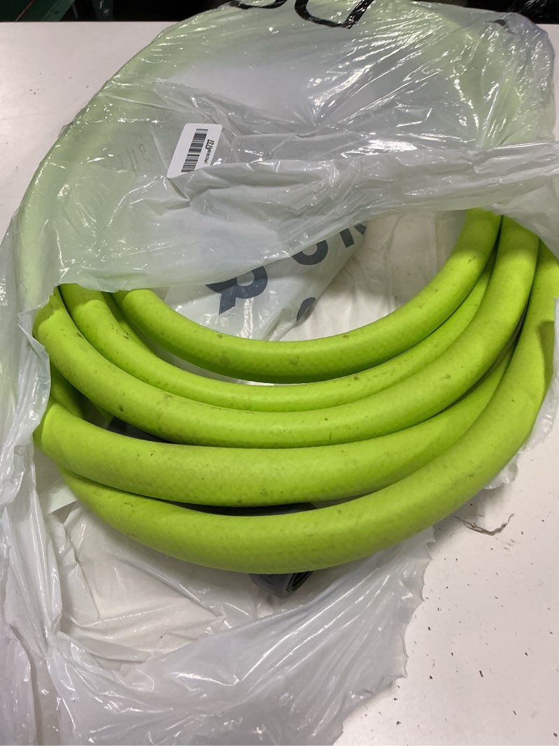 Condition photo showing As Is for flexzilla garden hose with swivelgrip, 5/8 in. x 25 ft., lightweight all-weather water hose, durable and flexible, leak-free connections swivelgrip 25ft chartreuse