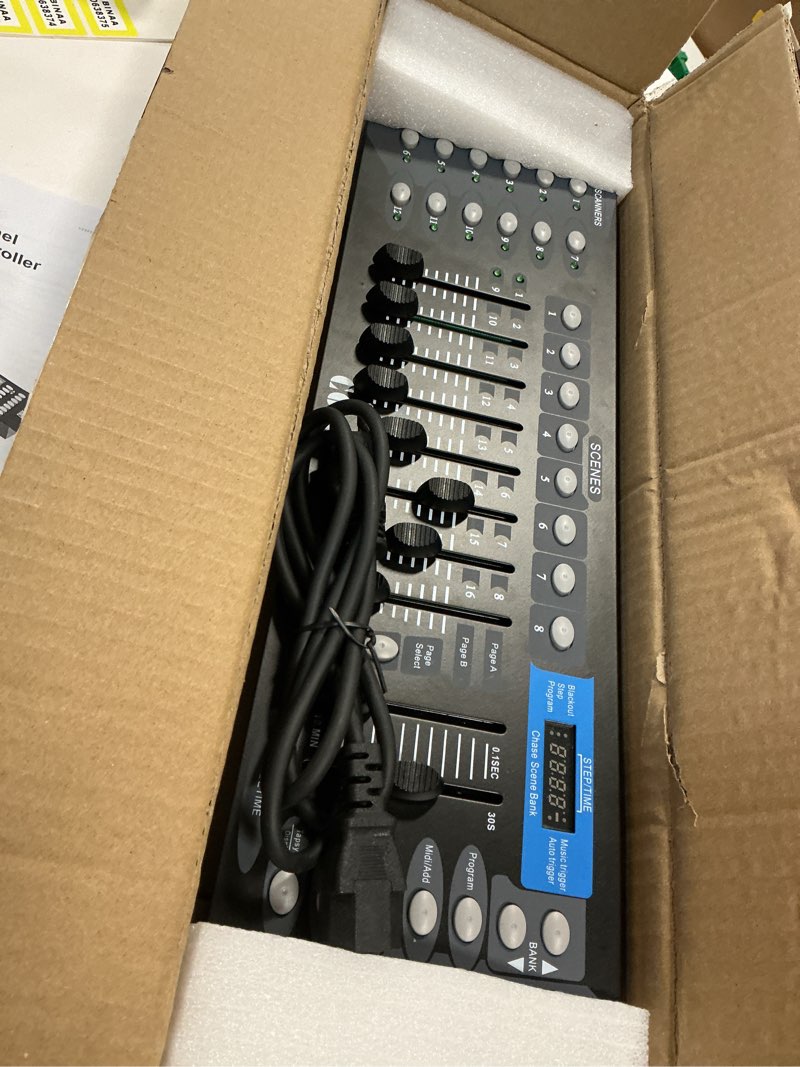 Condition photo showing Good Condition for 192-Channel DMX512 Controller Board, Lighting Mixer DMX Console for Stage Lights & Effect,DJ Disco, Night Club, Bar and Live Show Events Blue
