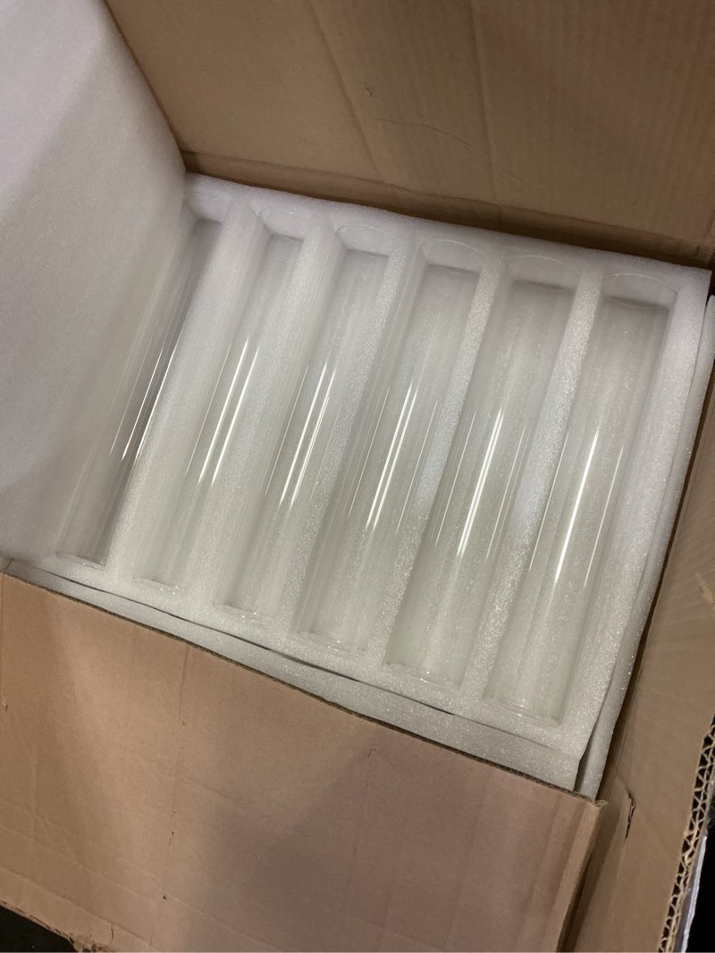 Condition photo showing Good Condition for treela 48 pcs 2.5" w x 14" h hurricane candle holder sleeve bottomless glass cylinder candleholder tall candle glass cover clear open ended shade chimney tube cover for pillar taper lamp