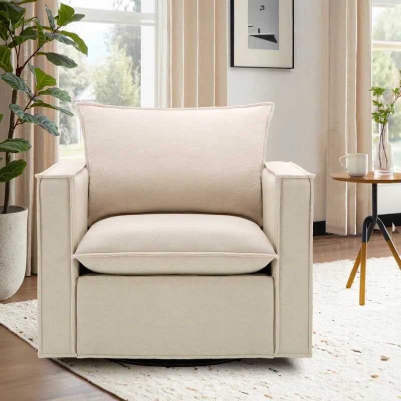 Louretha 34" Wide Fabric Upholstered Swivel Armchair