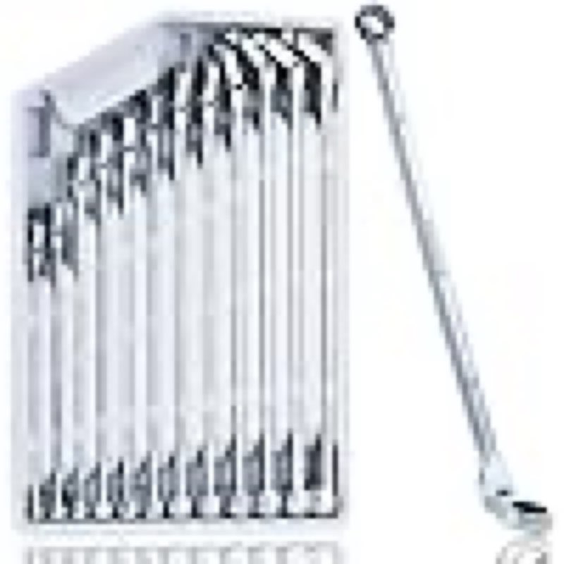 toolant 12PCS Extra Long Ratcheting Wrench Set, Gift for Men, Flex Head & Fixed Offset Head Double Box End Combination Wrench Set, CR-V Steel, Metric 8-19mm, with Storage Tray