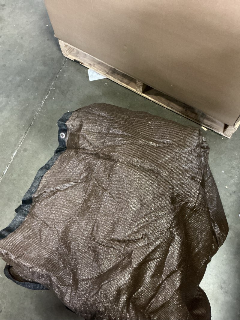 Condition photo showing As Is for large brown tarp shade cloth garden shade mesh net with grommets - sun shade cover for pergola, patio plants, greenhouse, chicken coop, outdoor (10ft x 20ft)