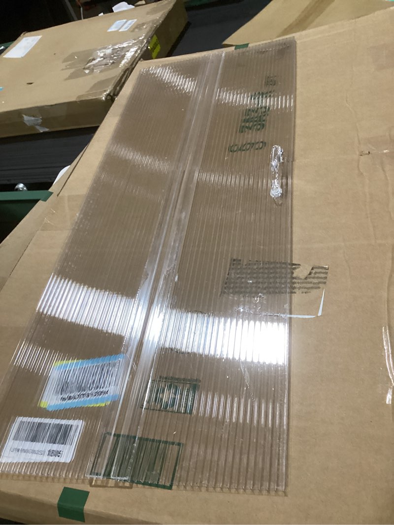 Condition photo showing As Is for incomplete 1 panel) sieral aquarium canopy set polycarbonate greenhouse panels 29 x 11.38 x 0.24 inch for 20/29/37 gallon fish tank without center brace aquariums cover fish tank lid, clear clear 30 x 12 inch