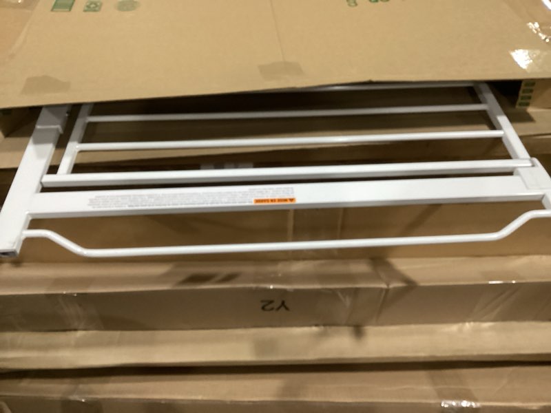 Condition photo showing As Is for regalo safety 38" baby gate for doorways & bottom of stairs, pressure mount design for babies, toddlers & pets, tested & safe for 30 years, american designed, american owned, white white 29-38.5"w x 30"h