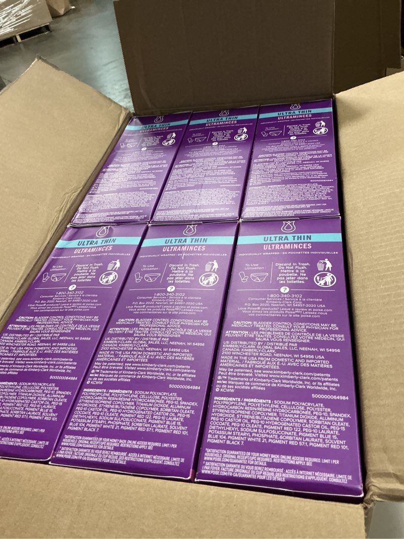 Condition photo showing New/Like New for poise ultra thin incontinence pads & postpartum pads for bladder leaks, 5 drop maximum absorbency, long length, 180 count, packaging may vary long 180