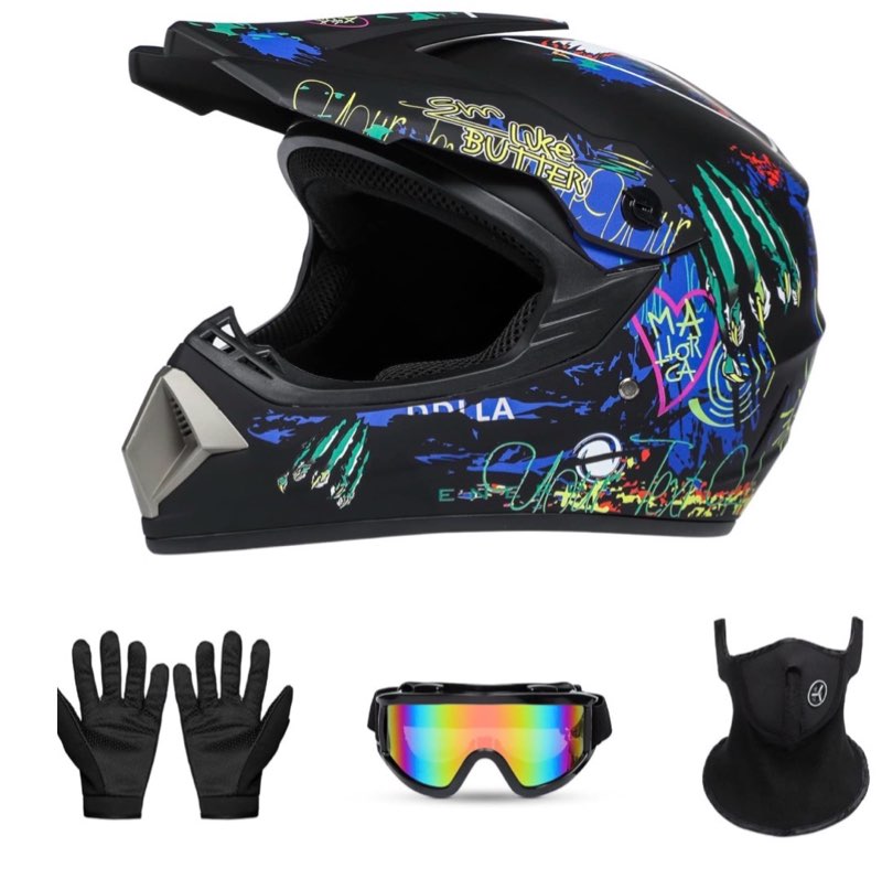 Motorcross Helmet, Off-Road Dirt Bike Helmet, ATV Helmet, Youth Motorcycle Helmet, Unisex Full-face 