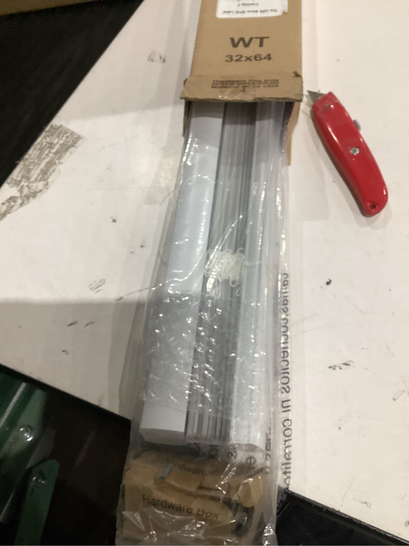 Condition photo showing As Is for LazBlinds Cordless White 1" Room Darkening Vinyl Mini Blinds, 32" W X 64" H Horizontal Window Blinds for Home, Cordless Shades for Indoor Windows White 32"W X 64"H