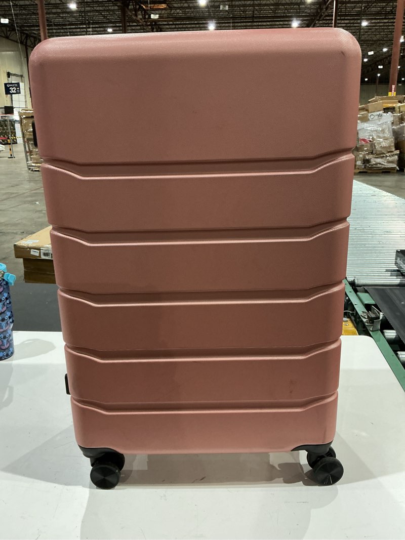 Condition photo showing Good Condition for olixis 28 inch luggage, hardside checked suitcase with spinner wheels, lightweight abs hard shell travel luggage, tsa approved lock, expandable large suitcase for business & travel–pink pink 28 in