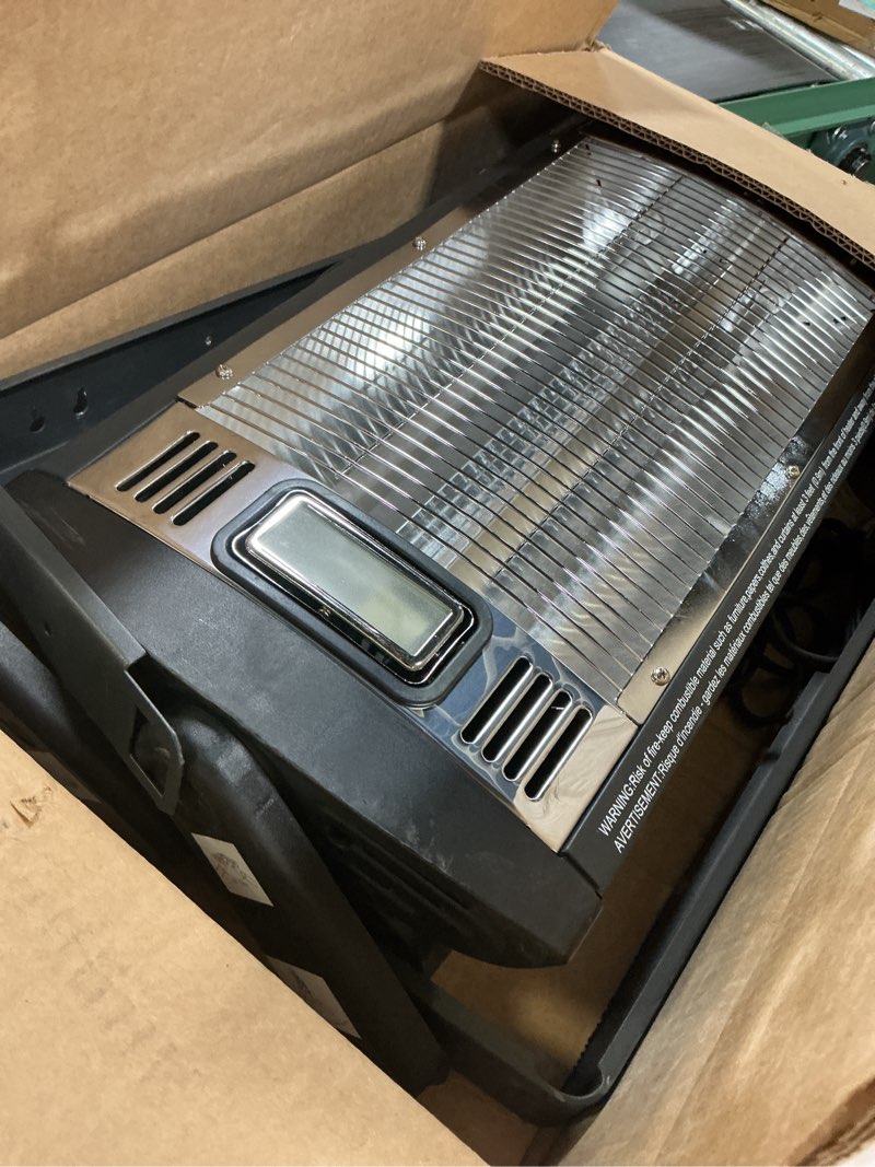 Condition photo showing As Is for Shinic 2 Packs Electric Garage Heaters, 1500W/750W Ceiling Mounted Heater Radiant Heaters with Halogen Light, 90 Degree Rotation, 5 Mode Settings, Space Heater for Garage, Shop, Large Room and Patio