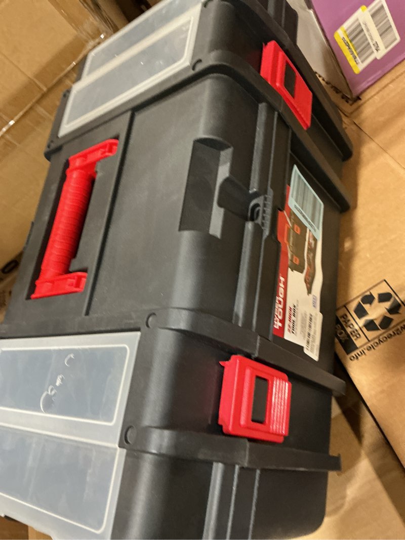 Condition photo showing Good Condition for lolili 22-inch toolbox, plastic tool and hardware storage, black