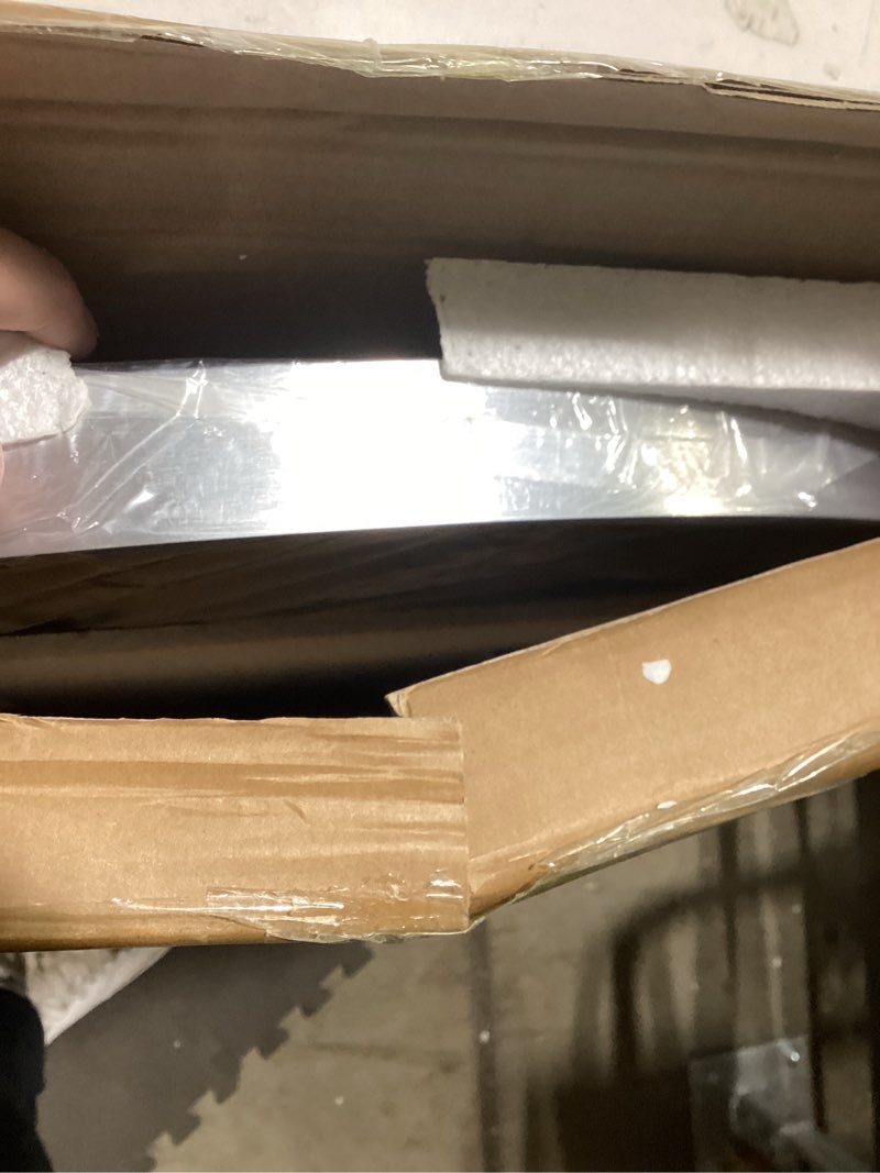 Condition photo showing Good Condition for Suidia 24" x 36" Bathroom Mirror, Bathroom Vanity Mirror Metal Framed, Wall-Mounted Mirrors for Bedroom, Living Room, Entryway, Hallway, Silver, Arch Style 36"L x 24"W Arch Style Silver